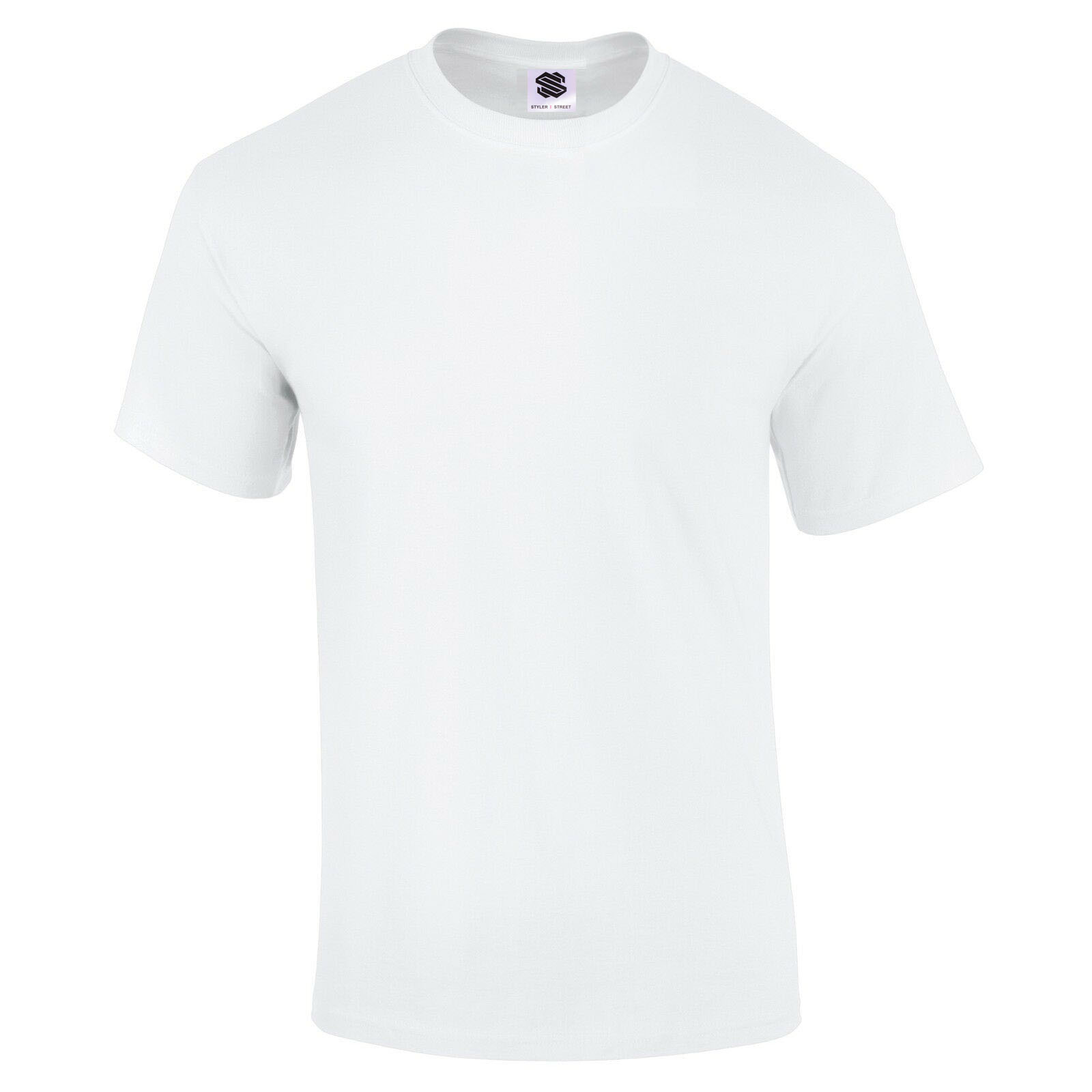 Mens Plain T Shirt 100% Cotton 1 PC Short Sleeves Soft Crew Neck Tee ...