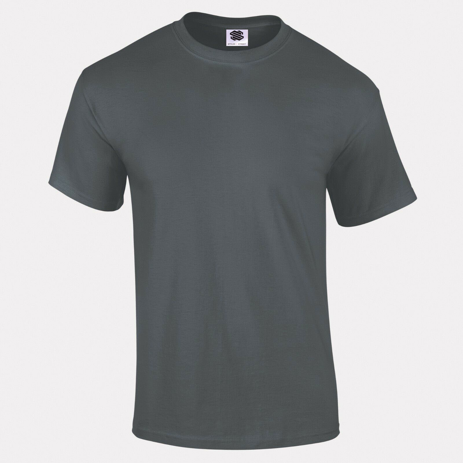 Mens Plain T Shirt 100% Cotton 1 PC Short Sleeves Soft Crew Neck Tee ...
