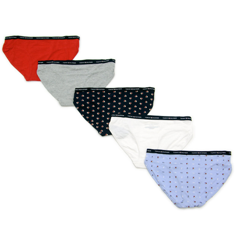 Buy Tommy Hilfiger Women's Hipster-Cut Cotton Underwear Panty, 5 Pack,  Heart/Heather/Bouquet / Blushing/Navy, Medium at