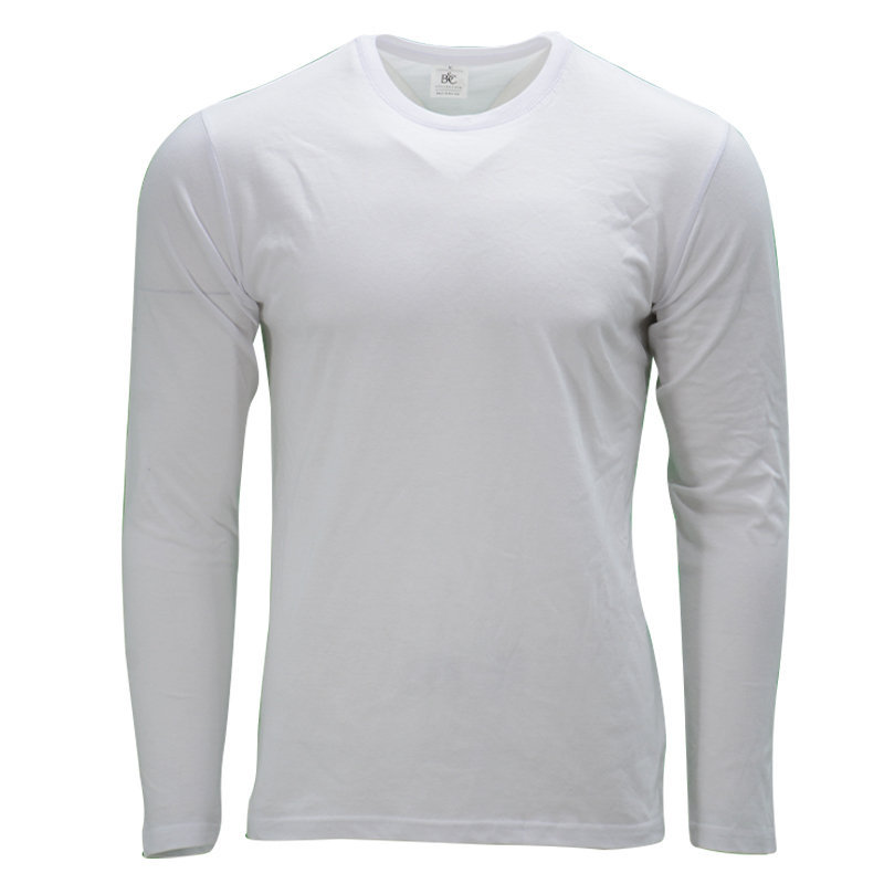 Mens T Shirts Crew Neck Regular Fit Long Sleeve Casual Plain Cotton ...