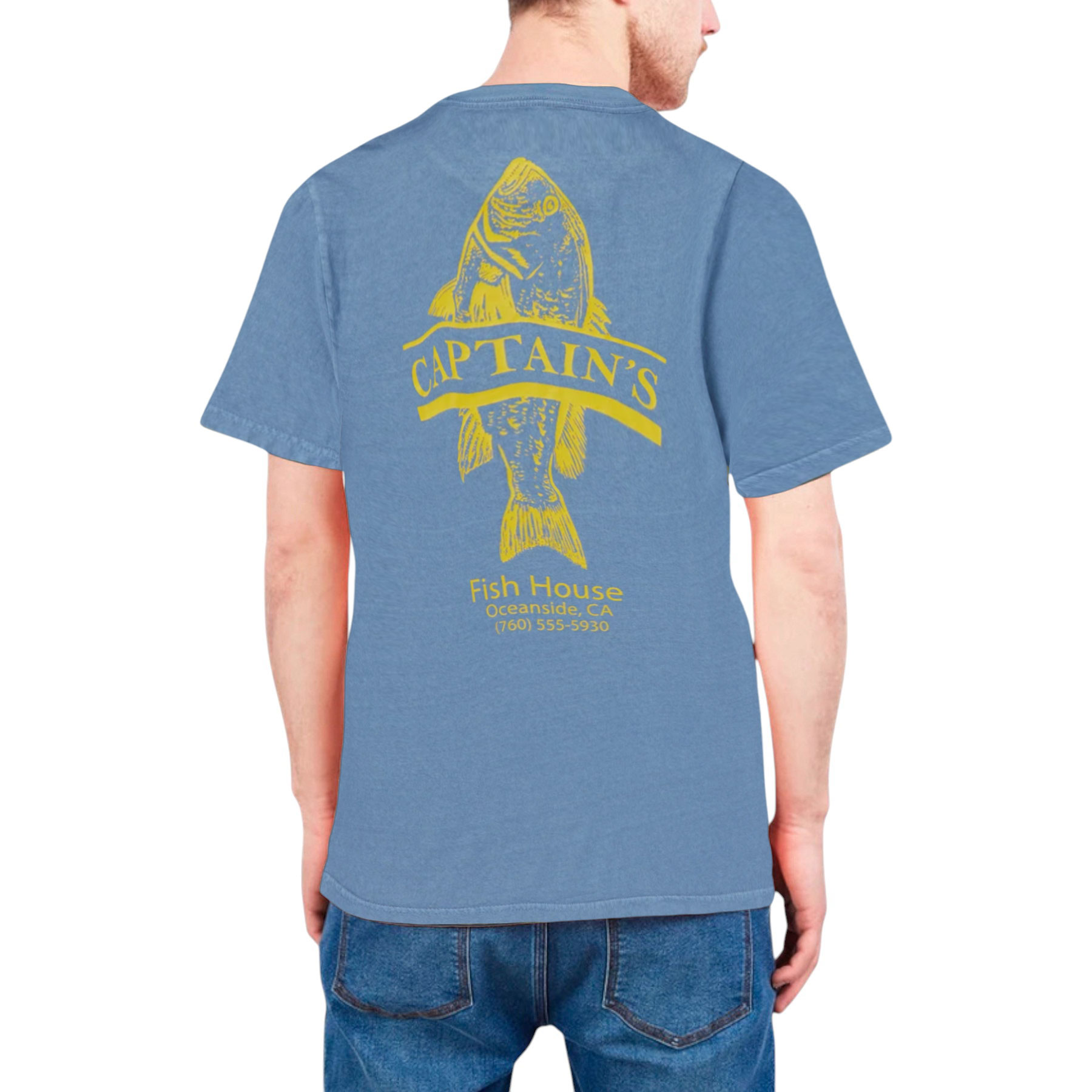 Captain Fin Cap Fish House Mens Graphic Print T Shirts Casual Summer Cotton Top - Picture 11 of 13